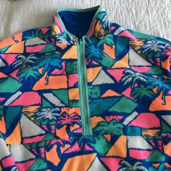 Chubbies Reversible Button Down Fleece/ Windbreaker Blue and Pink Design Size M - Picture 2 of 8
